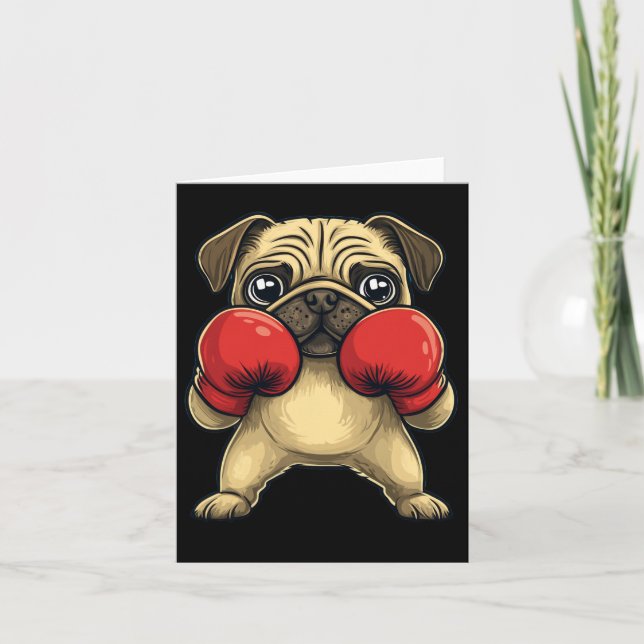 Hunde-Mops als Boxer-Funny-Boxing Karte (Vorderseite)