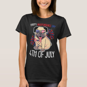 Hunde Mops am 4. Juli US-amerikanische Flagge Meri T-Shirt