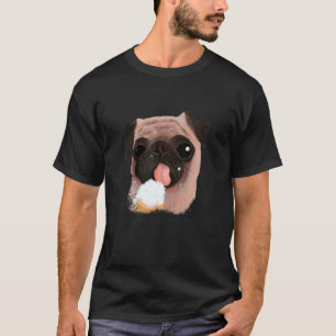 Hunde Mops Eating Ice Creme Niedlich 1 T-Shirt