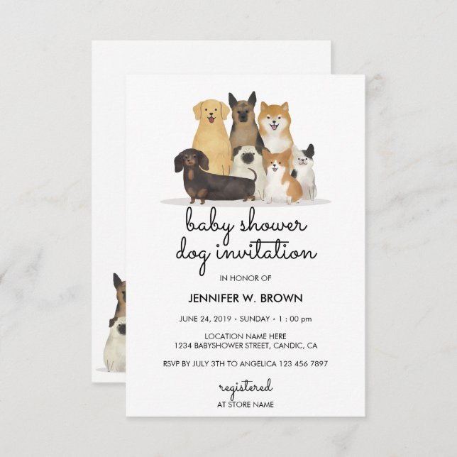 Hunde Mops Einladung (Vorne/Hinten)