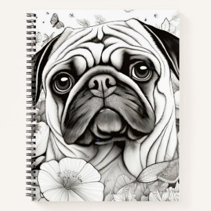 Hunde Mops Friedlich Natur Prärie Sketch Zeichnend Notizbuch