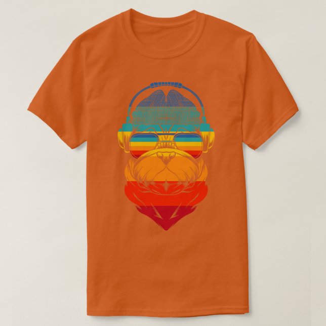Hunde Mops Retro Kopfhörer T-Shirt (Design vorne)