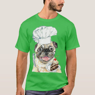 Hunde Mops Schokoladenkuchen Aquarellmalerei T-Shirt