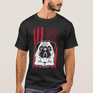 Hunde-Mops US-amerikanische Flagge T-Shirt