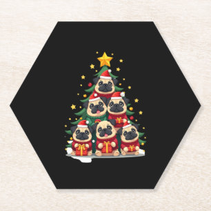 Hunde Mops Weihnachtsbaum Niedliche Weihnachten (1 Untersetzer