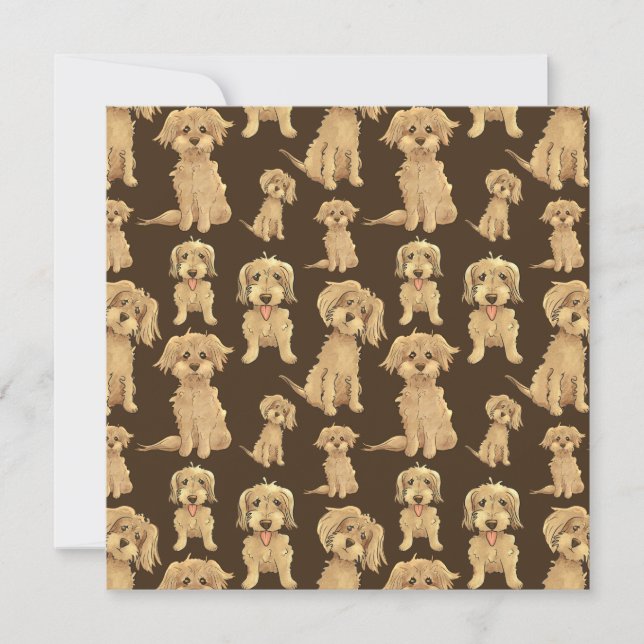 Hunde Muster Brown labradoodle goldendoodle flach Karte (Vorderseite)