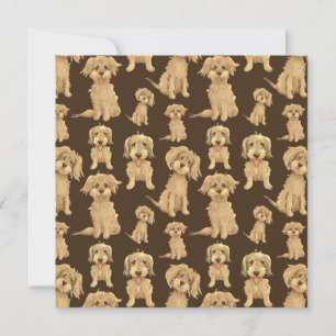 Hunde Muster Brown labradoodle goldendoodle flach Karte