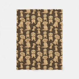 Hunde Muster Brown labradoodle goldendoodle Zeichn Fleecedecke