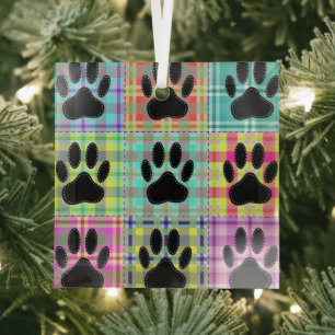 Hunde Muster Quilt Glas Ornament