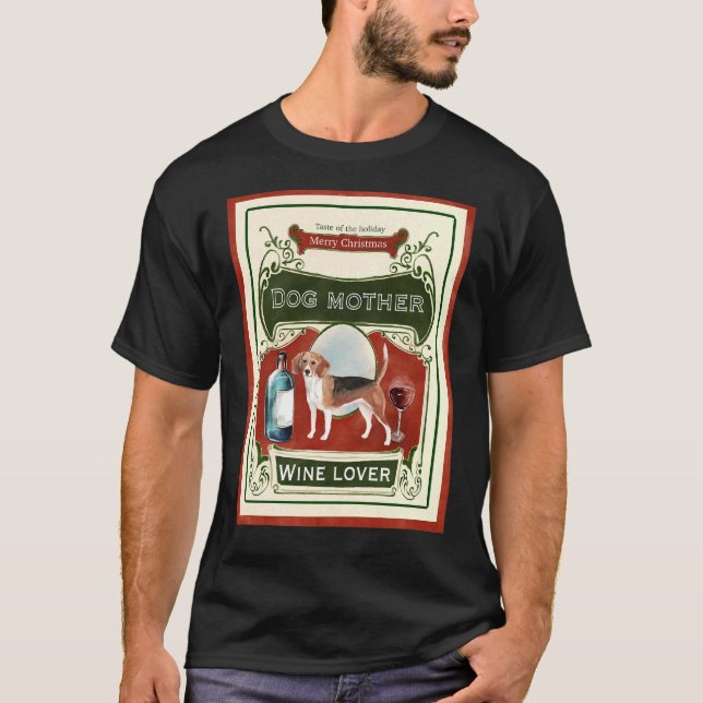 Hunde Mutter Wein Hund Weihnachten T-Shirt (Vorderseite)