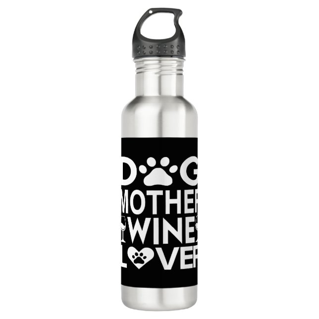 Hunde Mutter Wein Lover Edelstahlflasche (Vorderseite)