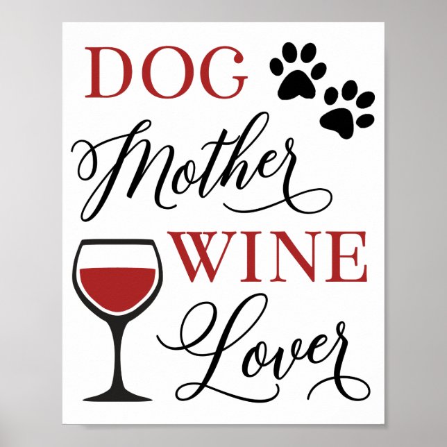 Hunde Mutter Wein Lover Niedlicher Haustier Besitz Poster (Vorne)