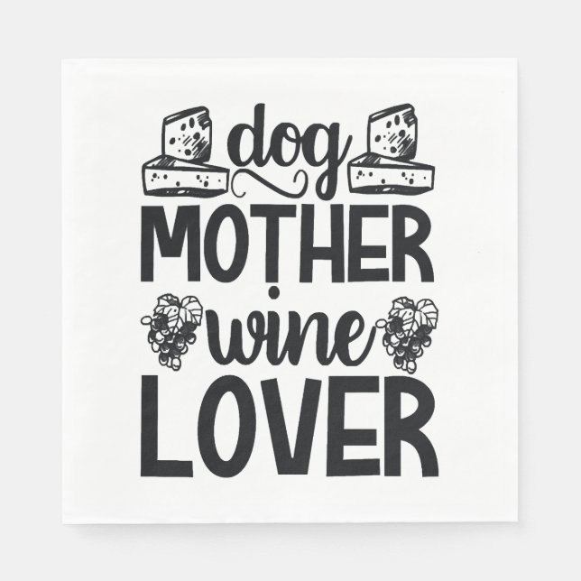 Hunde Mutter Wein Lover Serviette (Vorderseite)