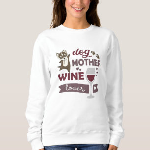 Hunde Mutter Wine Lover Niedlich Husky Hunde Roter Sweatshirt