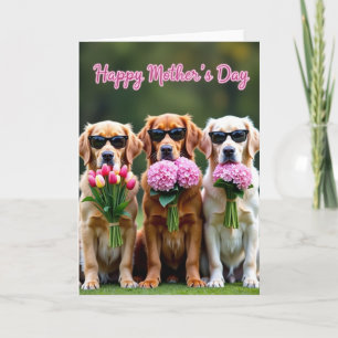 Hunde-Muttertags-Karte mit Blumen Karte