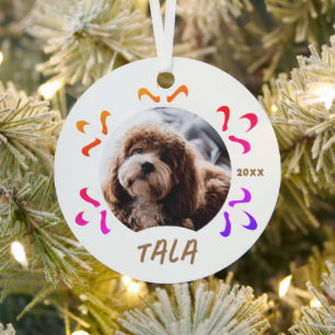 Hunde Name Foto Farbenfrohe Schneeflocke Ornament Aus Metall