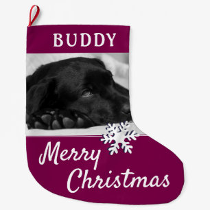 Hunde Name Foto Snowflake Großer Weihnachtsstrumpf