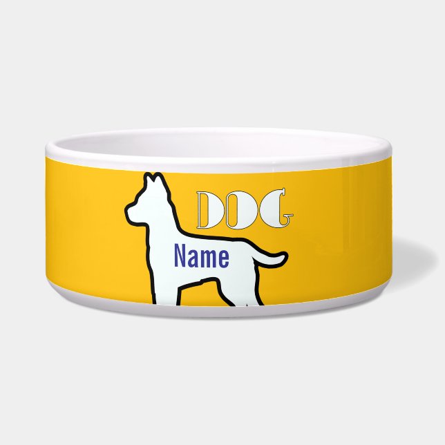 Hunde-Name Gelbes Tier hinzufügen Napf (Vorderseite)