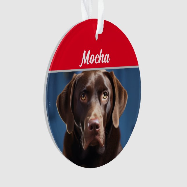 Hunde Name Schokolade Labrador Hund Foto Weihnacht Ornament (Vorderseite)