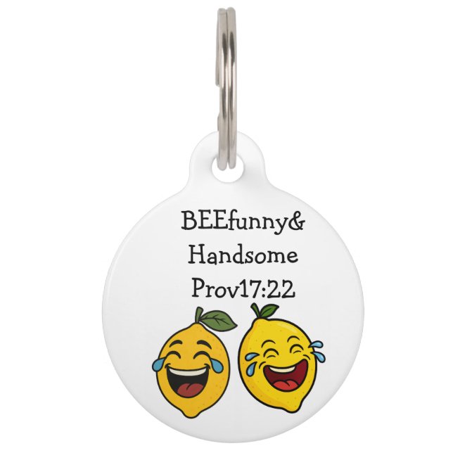 Hunde Namensschild Zitrone glücklich Haustiermarke (Vorderseite)