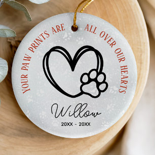 Hunde oder Katzen Haustiere Gedenkpfeifen und Herz Keramik Ornament