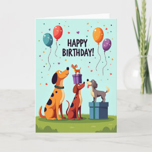 Hunde-Party-Balloons-Karte Karte