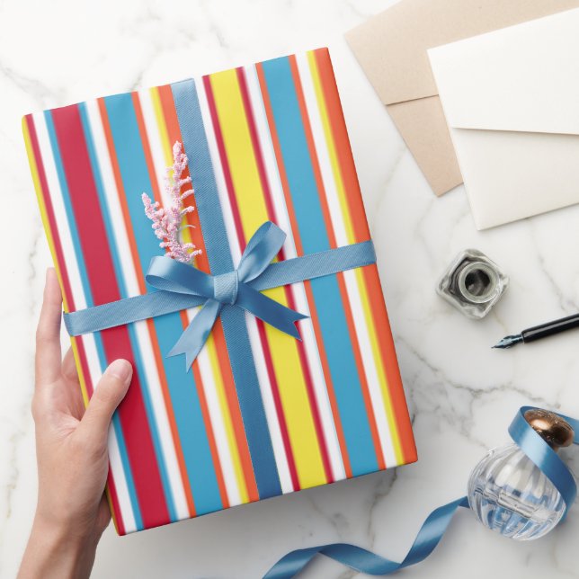 Hunde Party Farbige Streifen Personalisiert Geschenkpapier (Schenken)