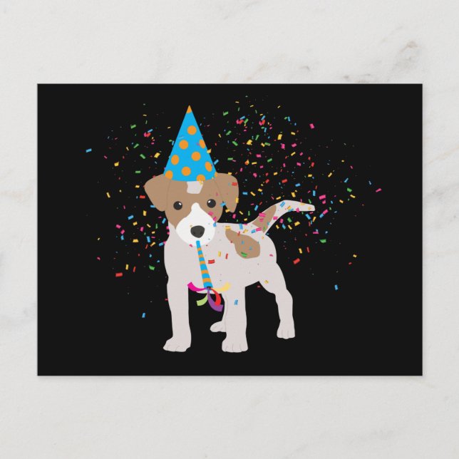 Hunde Partying - Tiere Welpen mit Party Postkarte (Vorderseite)