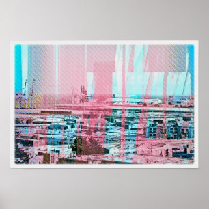 Hunde patchen Panorama in der Stadt San Francisco Poster