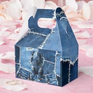Hunde-Patchwork-Kunst-Denim Geschenkschachtel