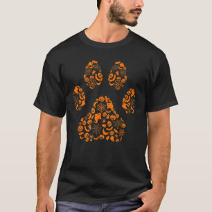 Hunde Pau Print Halloween Silhoutte Hund Welpe Fuß T-Shirt