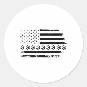 Hunde Paw Amerikanische Flagge Hund Lover 4. Juli  Runder Aufkleber