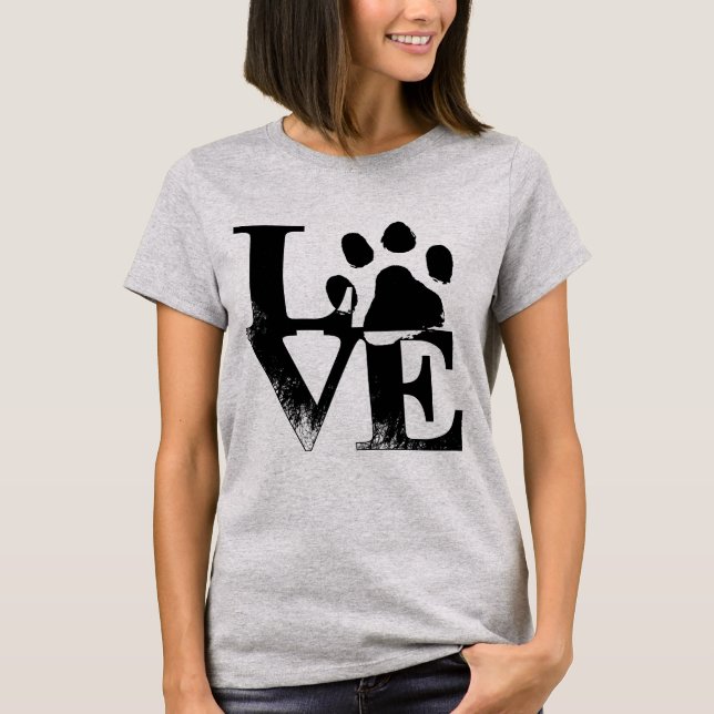 Hunde Paw LIEBE T-Shirt (Vorderseite)
