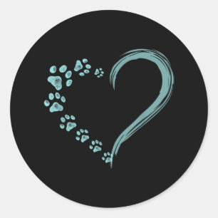 Hunde Paw Print Heart Hund Mama Runder Aufkleber
