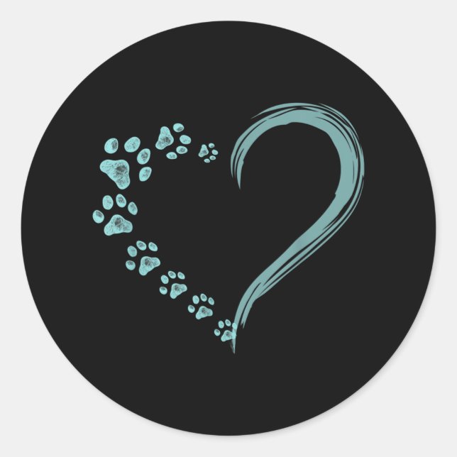 Hunde Paw Print Heart Hund Mama Runder Aufkleber (Vorderseite)