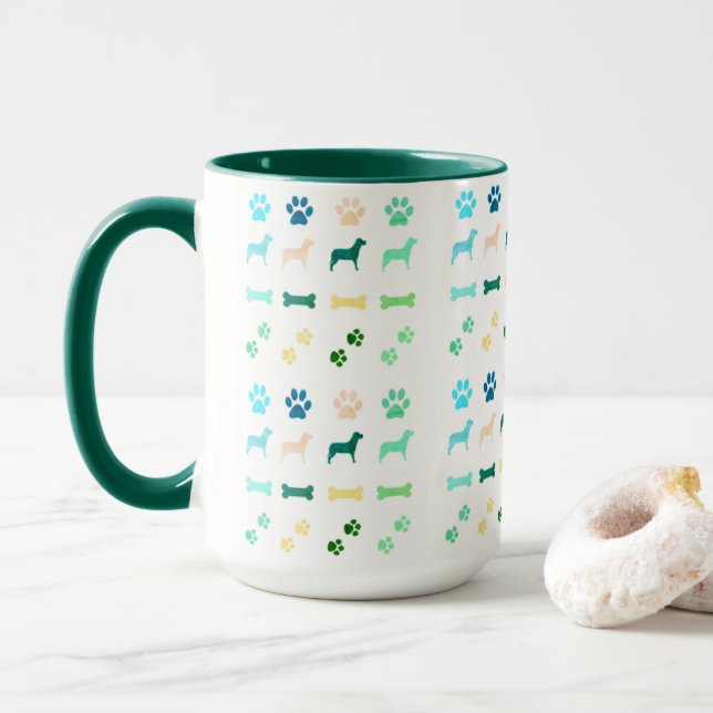 Hunde, Paw Prints und Hunde-Knochen Kaffeekochen T Tasse (Mit Donut)