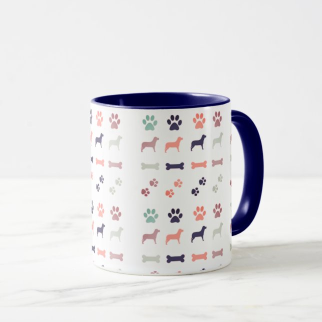 Hunde, Paw Prints und Hunde-Knochen Kaffeekochen T Tasse (VorderseiteRechts)
