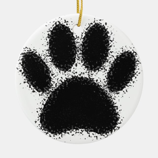 Hunde Paw Zeichnend Keramikornament (Vorne)