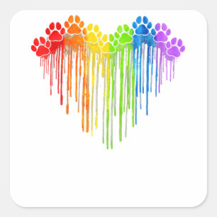 Hunde Paws Rainbow Heart Hund Lover Gay Pride LGBT Quadratischer Aufkleber