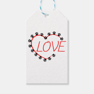 Hunde Paws Rotes Herz Liebe Geschenkanhänger