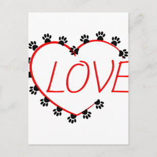 Hunde Paws Rotes Herz Liebe Postkarte