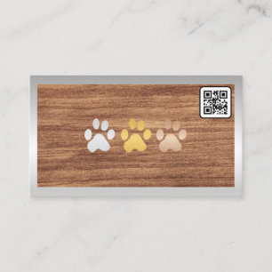 Hunde Paws Wood   QR Code Business Card Visitenkarte