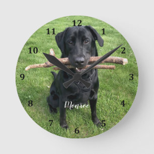 Hunde Personalisierter Name und Foto Runde Wanduhr