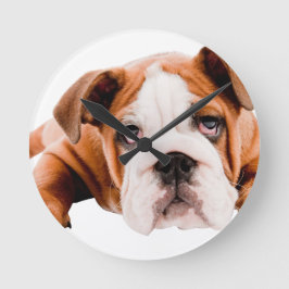 HUNDE, PETS BULLDOG NIEDLICH ADORABLE DIGITALE REA RUNDE WANDUHR