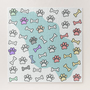 Hunde-Pfoten-Muster und Knochen-Muster Puzzle