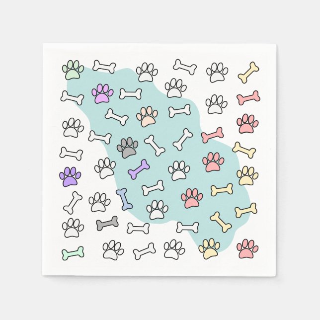 Hunde-Pfoten-Muster und Knochen-Muster Serviette (Vorderseite)
