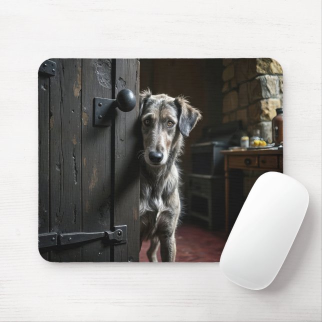 Hunde pinkeln um eine Tür Mousepad (Mit Mouse)
