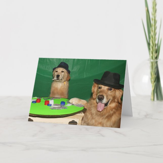 Hunde Poker Geburtstag spielen Karte (Vorderseite)