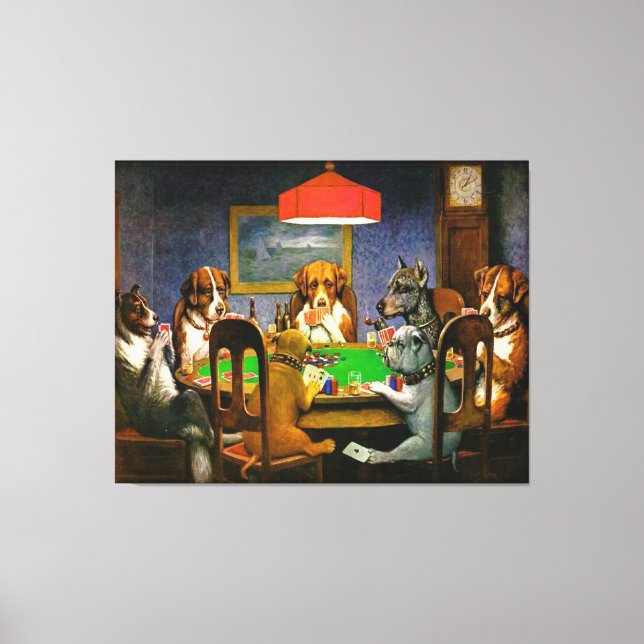 Hunde Poker Mauer Kunst Leinwanddruck (Vorderseite)