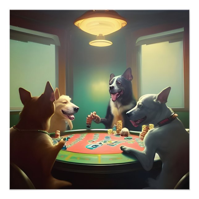 Hunde Poker Night Freitag Fotodruck (Vorne)